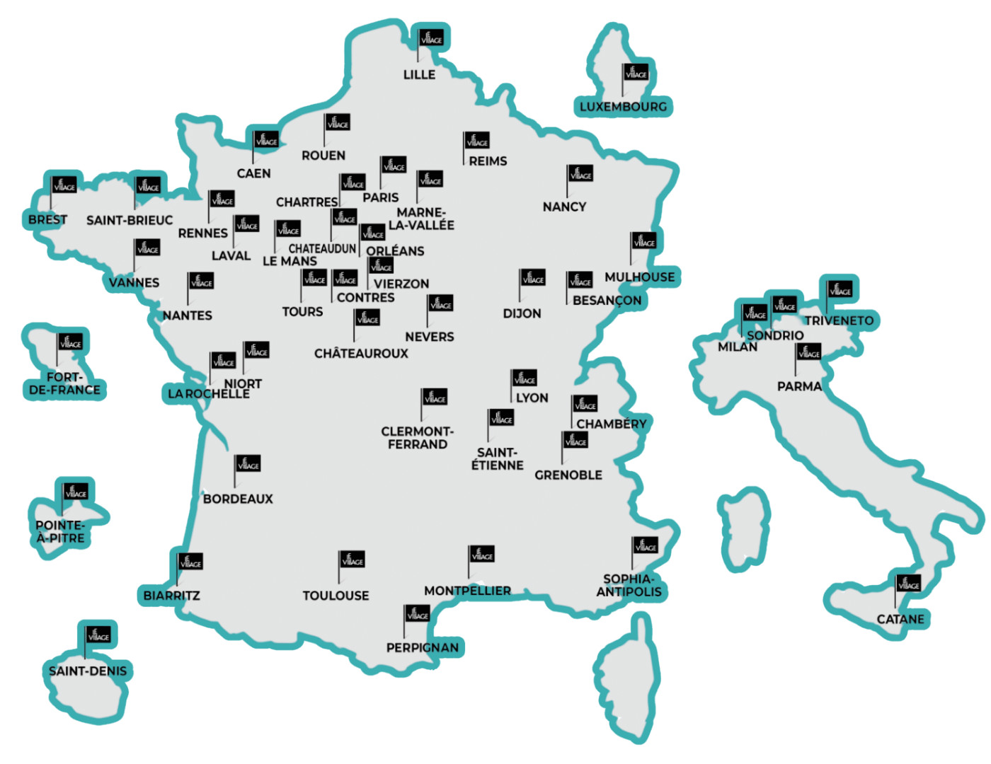 carte village contour bleu